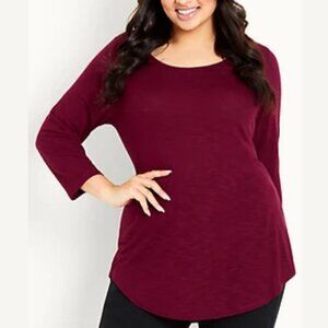 EVANS Women's Plus Size 3/4 Sleeve Slash Neck Top - 18